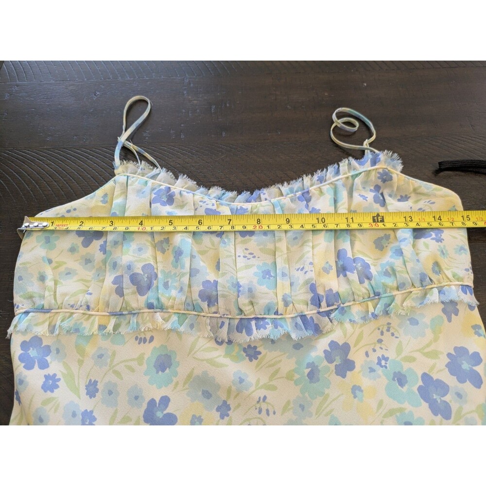 Vtg Express Y2K Silk Babydoll Floral Fairy Dress Midi Dainty Butter Yellow 5/6 - Picture 8 of 9